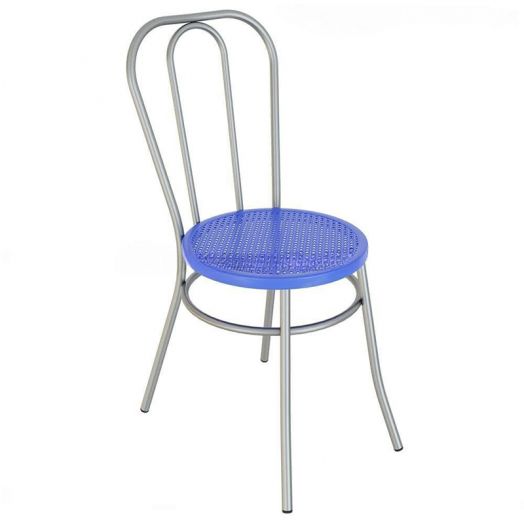 Стул «Венский» с пластиковым, перфорированным сидением, для столовой (Цвет обивки синий)