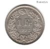 Швейцария 1 франк 1992 В