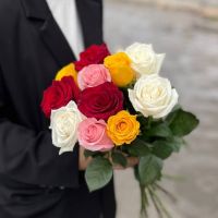 Розы яркий микс (от 11 шт) красные, быле, розовые и желтые