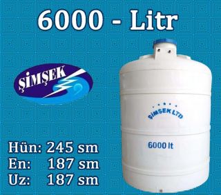 Su bakı 6000 litr Şimşek - 6 tonluq su çəni h=245