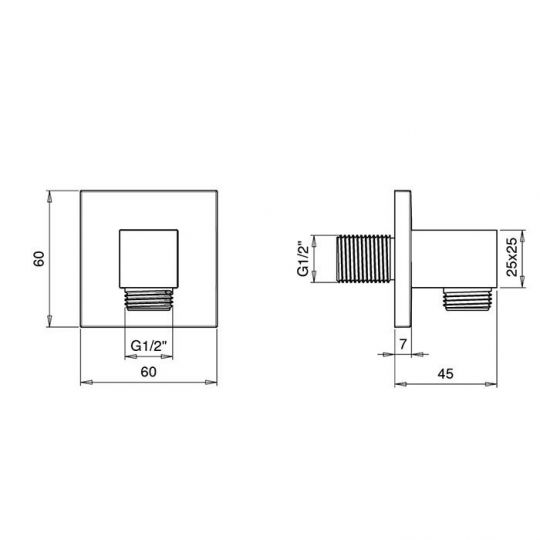 Подключение для душевого шланга ALMAR SQUARE E095001.CR схема 2