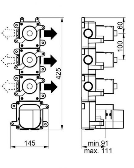 Скрытая часть смесителя ALMAR High Flow E176003 ФОТО