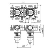 Скрытая часть смесителя ALMAR Modular E186901 схема 2