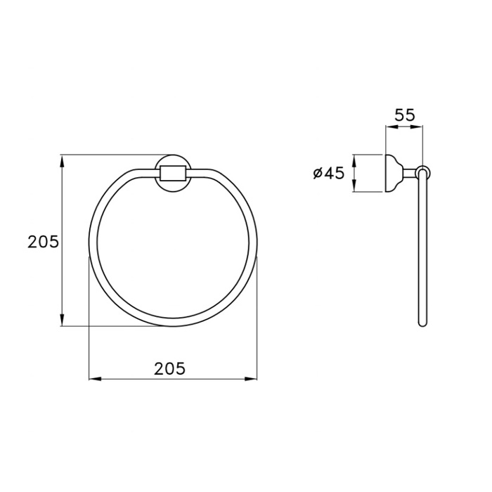 Полотенцедержатель кольцо 20.5см. подвесной 603 Stella Roma схема 2
