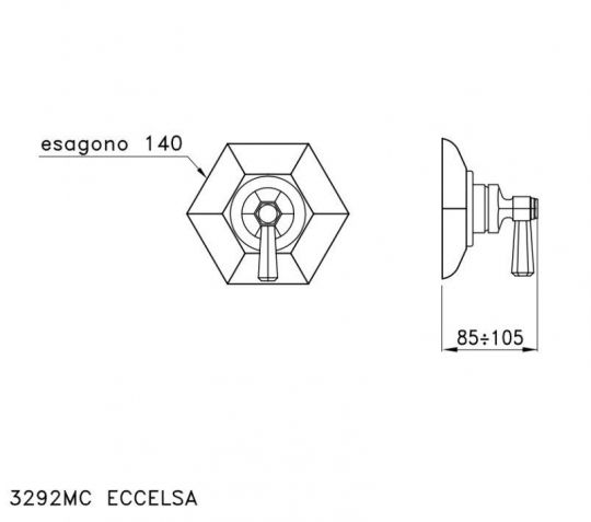 Встраиваемый смеситель Stella Eccelsa для душа 3292MC P.V. цвет: золото схема 4