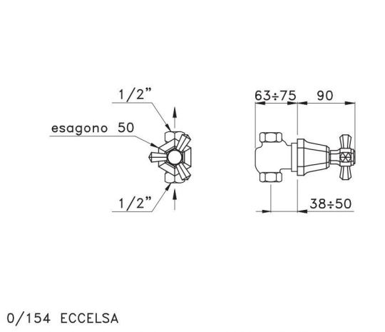 Запорный вентиль Stella Eccelsa EC 01100 CR00 схема 2