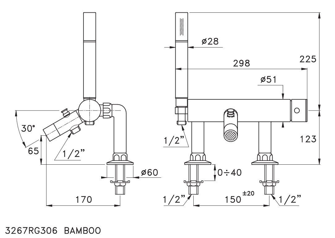 Смеситель для ванны Stella Bamboo BT 02306 схема 4