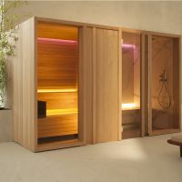 Сауна-хаммам Effe Yoku SH Door 342x170 YO 20 31 0003 левая, термообработанная древесина/золотой каллакатский мрамор схема 1