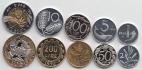 Италия Набор 10 монет Proof