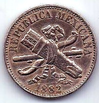 1 сентаво 1882 Мексика Редкий год UNC