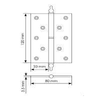 Дверная петля Morelli MB 120*80*3,5 мм разъемная с короной схема