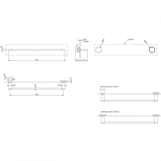 Полотенцедержатель на стекло 60 см Gessi Origini Accessories 66515 ФОТО