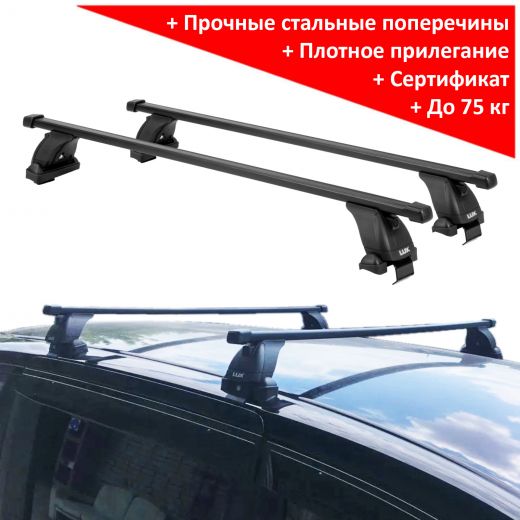 Багажник на крышу Nissan Elgrand (E51, 2002-2010), Lux, прямоугольные стальные дуги