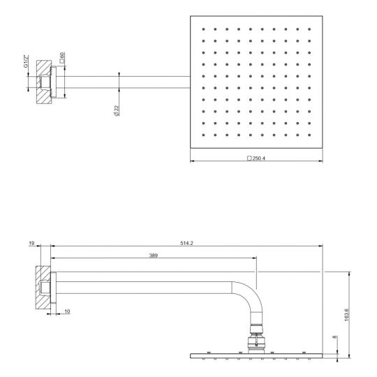 Настенный тропический душ Gessi Minimalistic Shower 59158 ФОТО