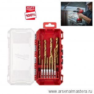 ХИТ! Набор сверл по металлу 10 единиц RED HEX - SHOCKWAVE HSS-TiN Shockwave HSS-G Tin Red Hex Set - 10 pc MILWAUKEE 4932493865