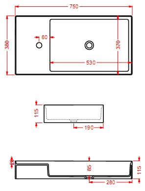 Раковина Artceram Scalino SCL004 75х38 ФОТО