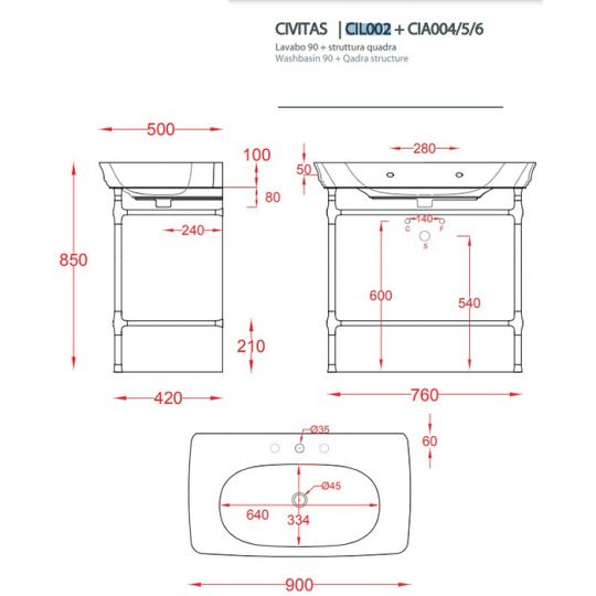 Ножки Artceram Civitas керамические для раковины (2 шт) CIC002 ФОТО