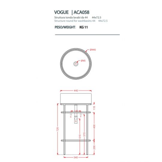 Столешница Artceram Vogue 44х44х72,5 см TFA011 схема 6