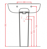 Пьедестал Artceram Ten 360х670 мм для раковины TEC003 схема 2