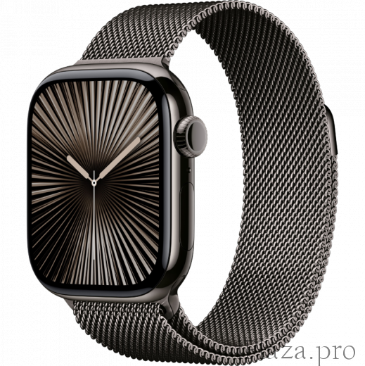 Apple Watch Series 10 46mm Titanium Case Slate Stainless Steel Milanese Band