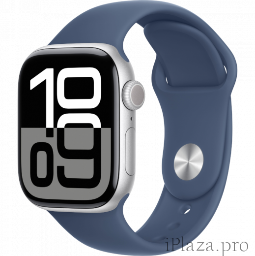 Apple Watch Series 10 46mm Aluminum Silver Case Denim Sport Band