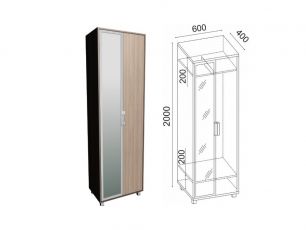 WEST Модуль №4 Шкаф 600 зеркало Шимо темный/Шимо светлый