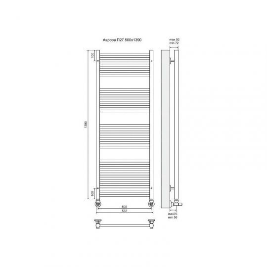 РАСПРОДАЖА Полотенцесушитель TERMINUS Аврора П27 632х1390 мм схема 4