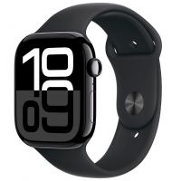 Apple Watch Series 10 GPS, 46mm Jet Black Aluminium Case with Black Sport Band - M/L